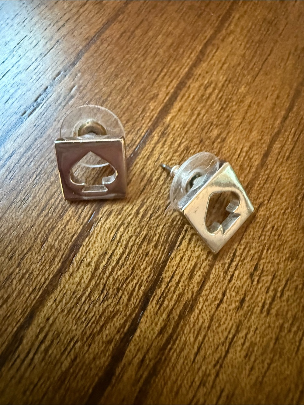 kate spade Silver Spade Cutout Square Stud Earrings